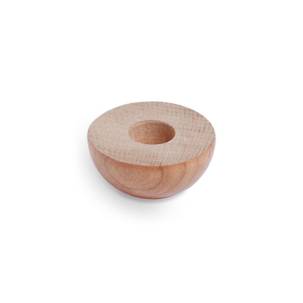 Remate de cerezo para pasamanos de madera, remate semirredondo visto desde abajo con taladro para la espiga, Ø 40 a 50 mm
