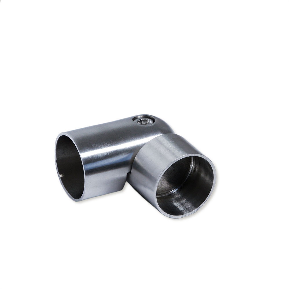 Pieza de unión flexible de acero inoxidable para pasamanos de madera de 42 mm, dos casquillos y tornillo articulado, angulada