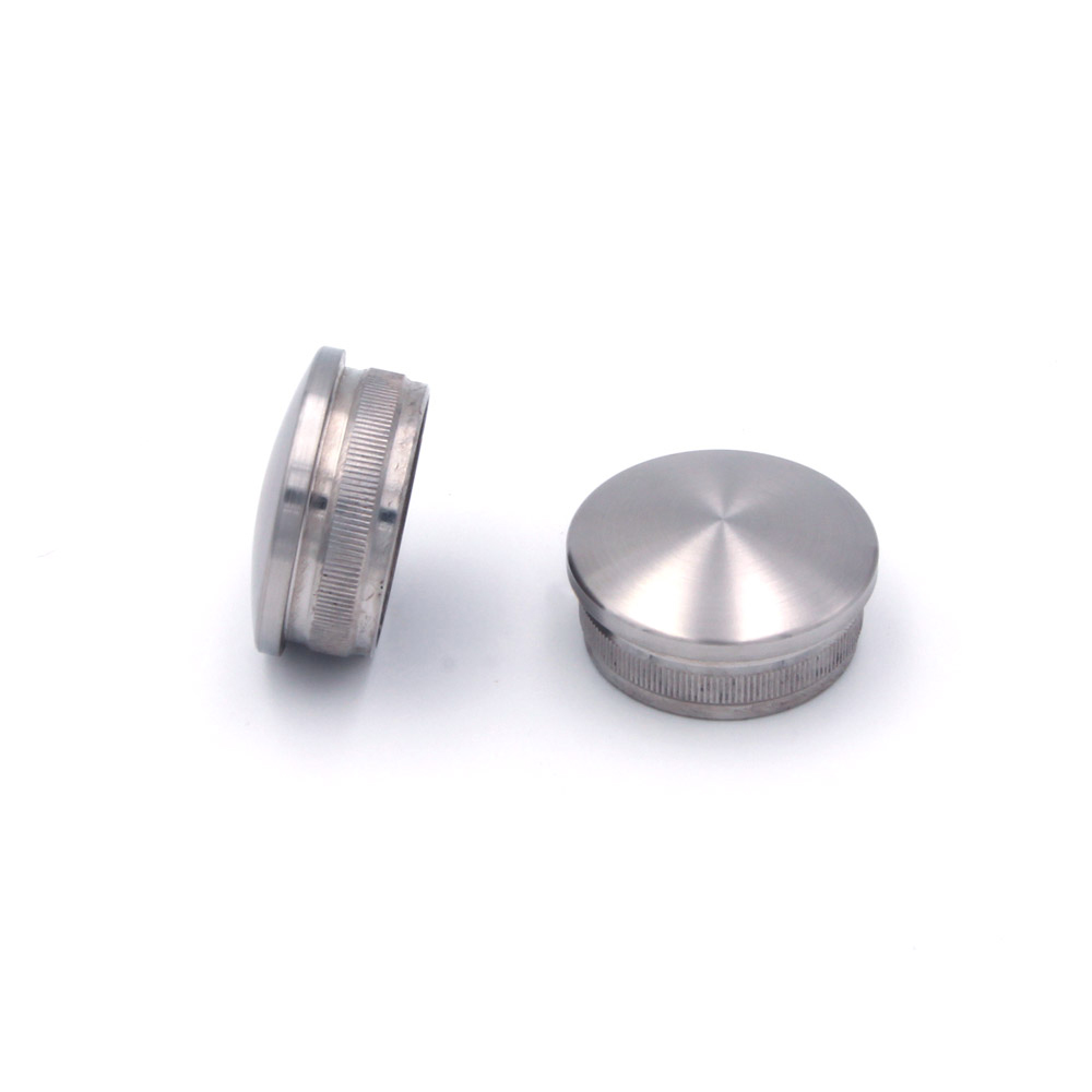 Remate curvado de acero inoxidable para pasamanos de acero inoxidable de 42,4 mm, dos unidades algo curvadas y moleteadas