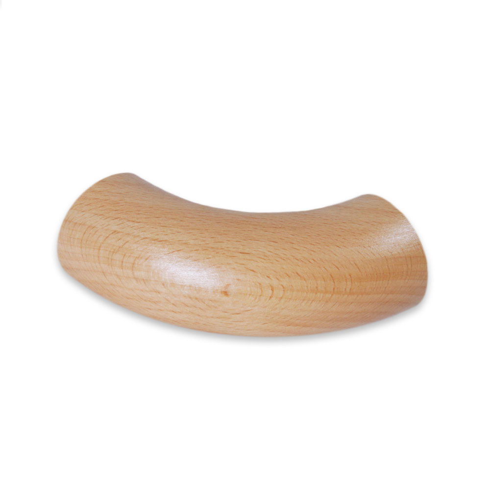 Codo redondo de haya de 90° para pasamanos de madera, haya clara con veteado fino, recortado sobre fondo blanco