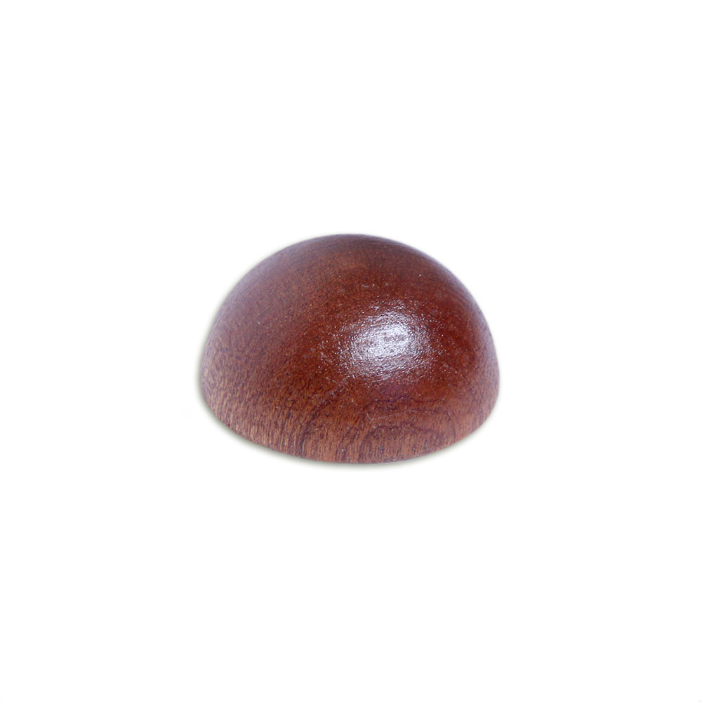 Remate de caoba para pasamanos de madera, remate semiesférico marrón rojizo con veteado fino, Ø 40 a 50 mm, fondo blanco