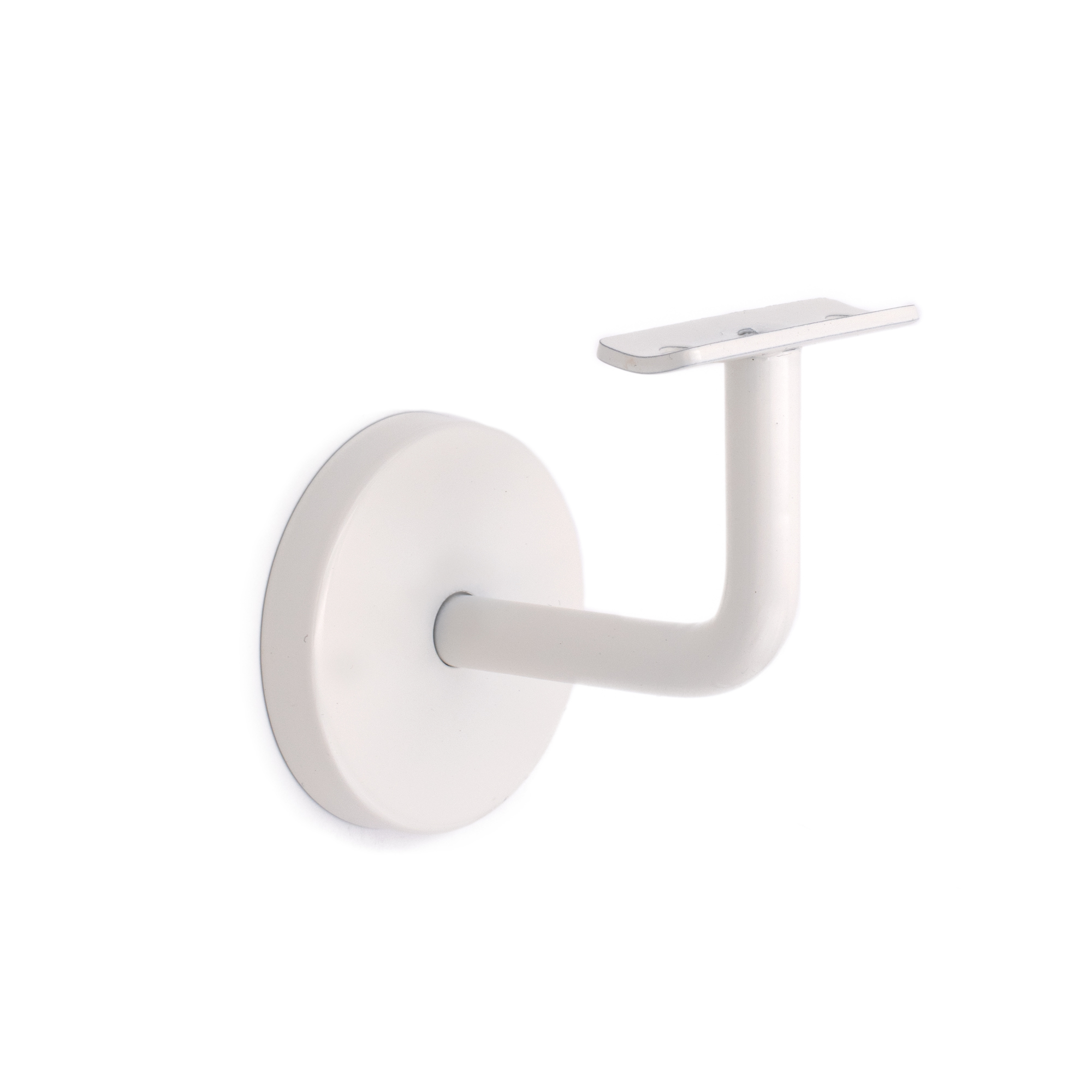 Soporte para pasamanos modelo 02 blanco con placa curvada, soporte de pared con roseta redonda y brazo curvado, para madera