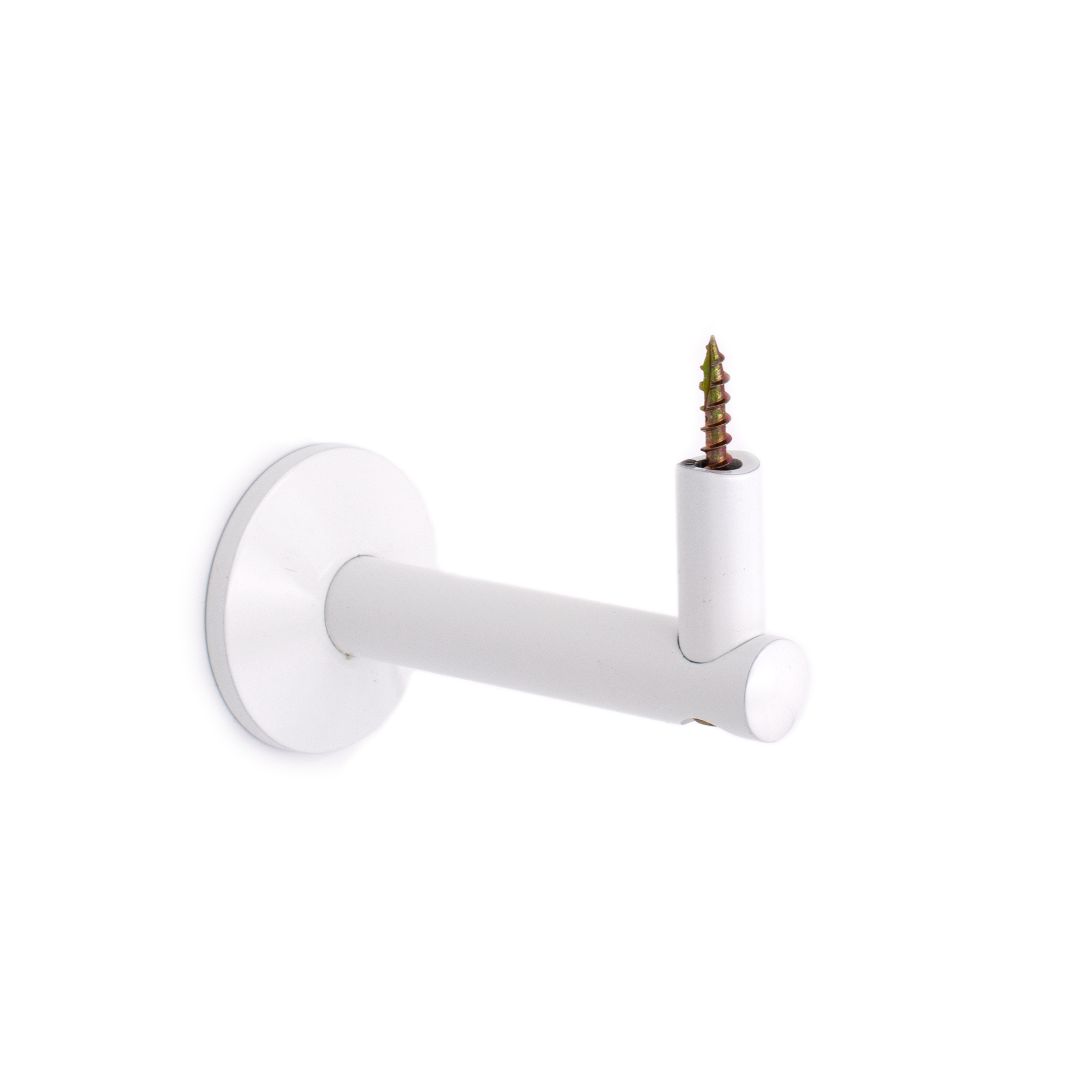 Soporte para pasamanos modelo 05 blanco, soporte de pared recto con roseta redonda y tornillo de doble rosca hacia arriba