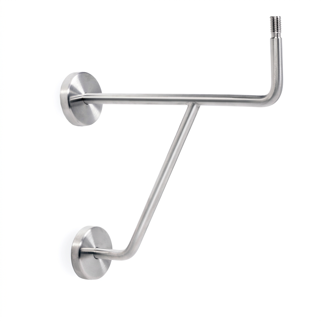 Soporte para pasamanos modelo 11 de acero inoxidable para barra de ballet, dos rosetas, puntal oblicuo y espiga roscada