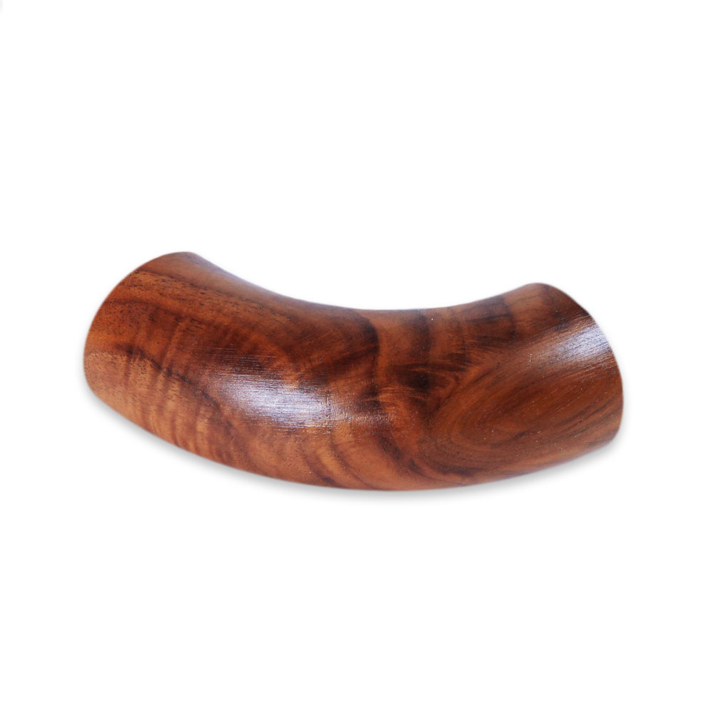 Codo redondo de nogal para pasamanos de madera, madera marrón oscura de veteado vivo, pieza de unión curvada