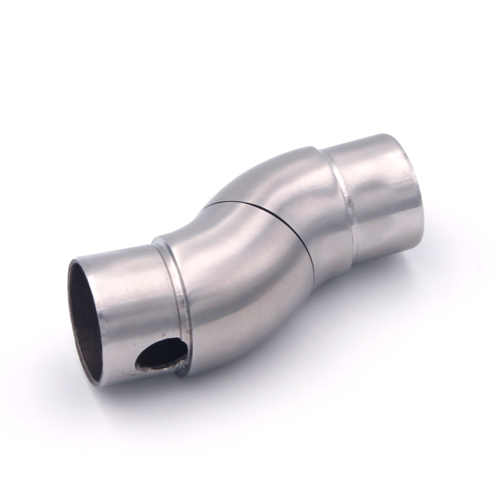 Codo flexible para pasamanos de acero inoxidable de 42,4 mm, codo articulado algo angulado, extremo de encaje con orificio
