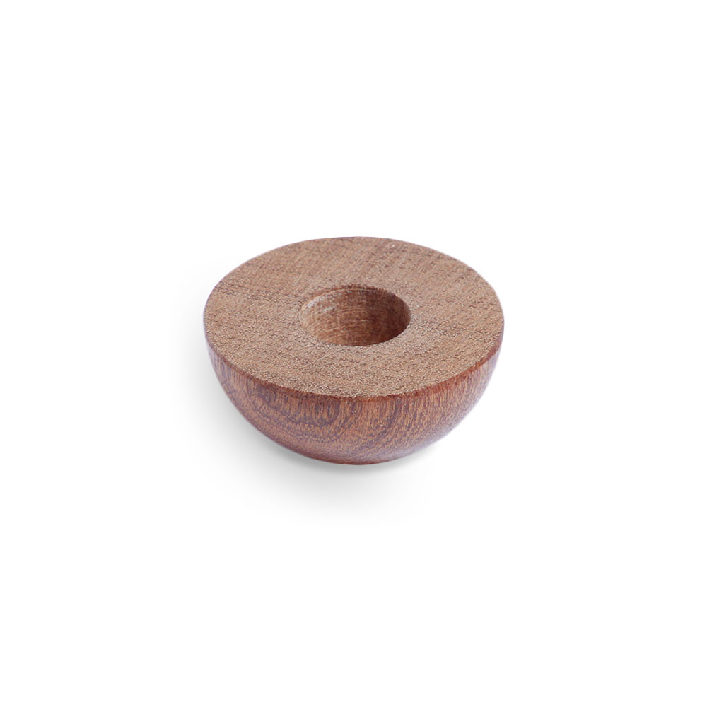 Remate de caoba para pasamanos de madera, semirredondo visto desde abajo con taladro para espiga, marrón rojizo, Ø 40 a 50 mm
