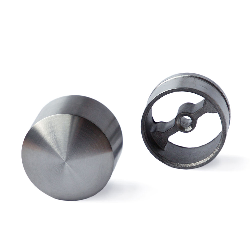 Remate plano de acero inoxidable para pasamanos de madera de 42 mm, con casquillo de montaje atornillable, dos piezas