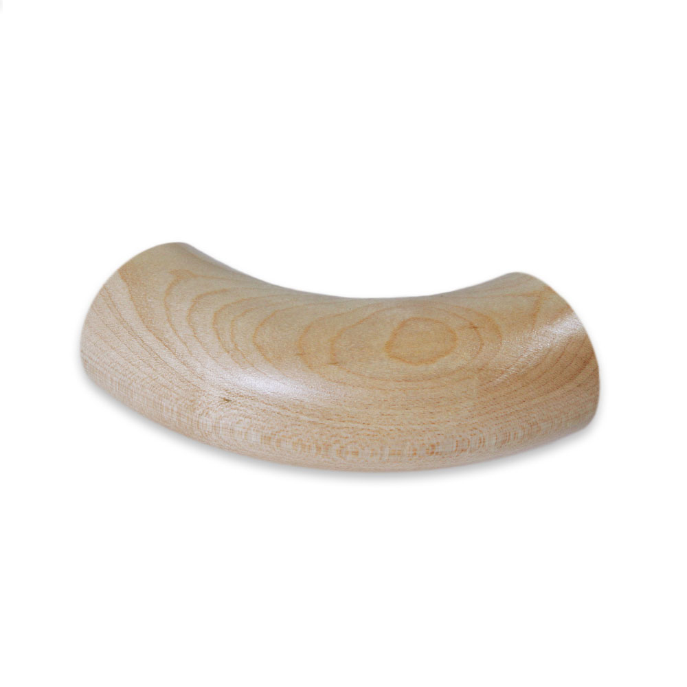 Codo redondo de fresno de 90° para pasamanos de madera, fresno claro con veteado fino, recortado sobre fondo blanco