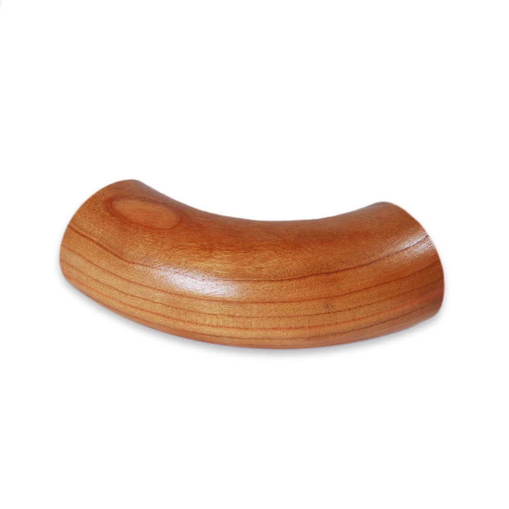 Codo redondo de cerezo de 90° para pasamanos de madera, madera de cerezo marrón rojiza, recortado sobre fondo blanco