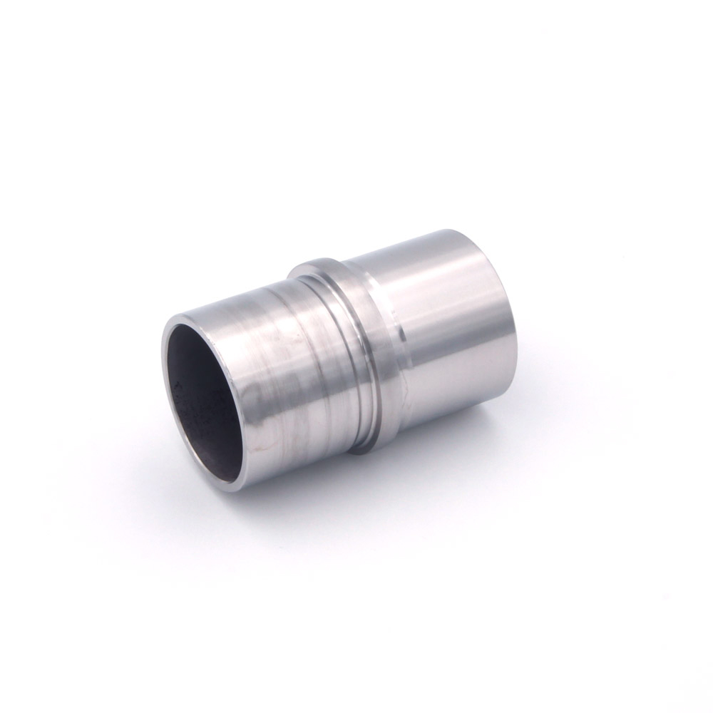 Pieza de unión recta para pasamanos de acero inoxidable de 42,4 mm, tramo corto con manguito, premontado por un lado