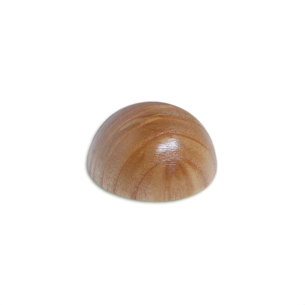Remate de fresno para pasamanos de madera, remate semiesférico claro con veteado visible, Ø 40 a 50 mm, sobre fondo blanco
