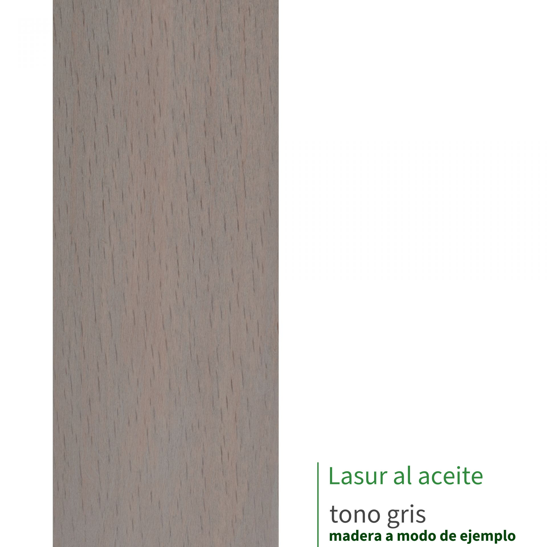 Remate de madera con lasur al aceite en tono gris: superficie de muestra con poros finos, madera a modo de ejemplo