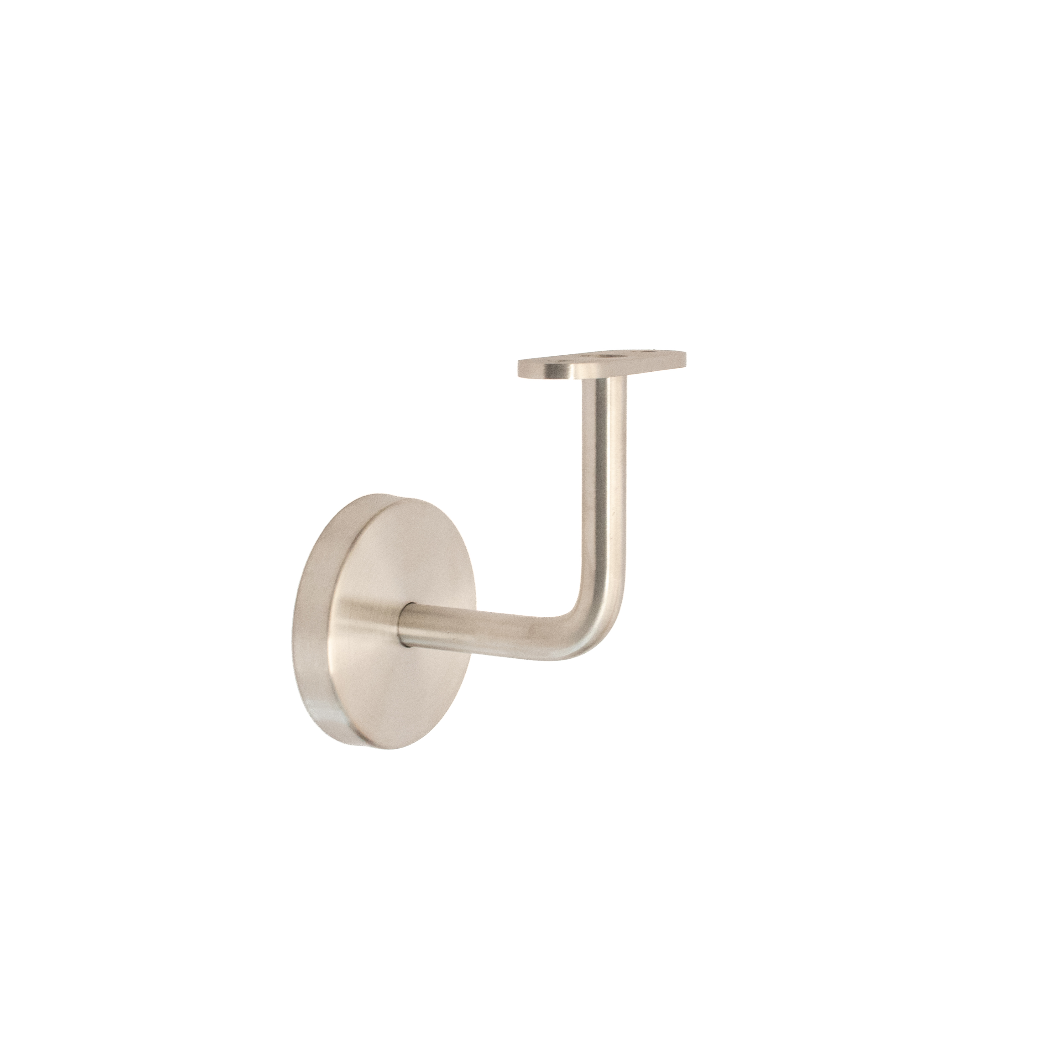 Soporte para pasamanos modelo 02 de acero inoxidable con placa recta, soporte de pared con roseta redonda y brazo curvado
