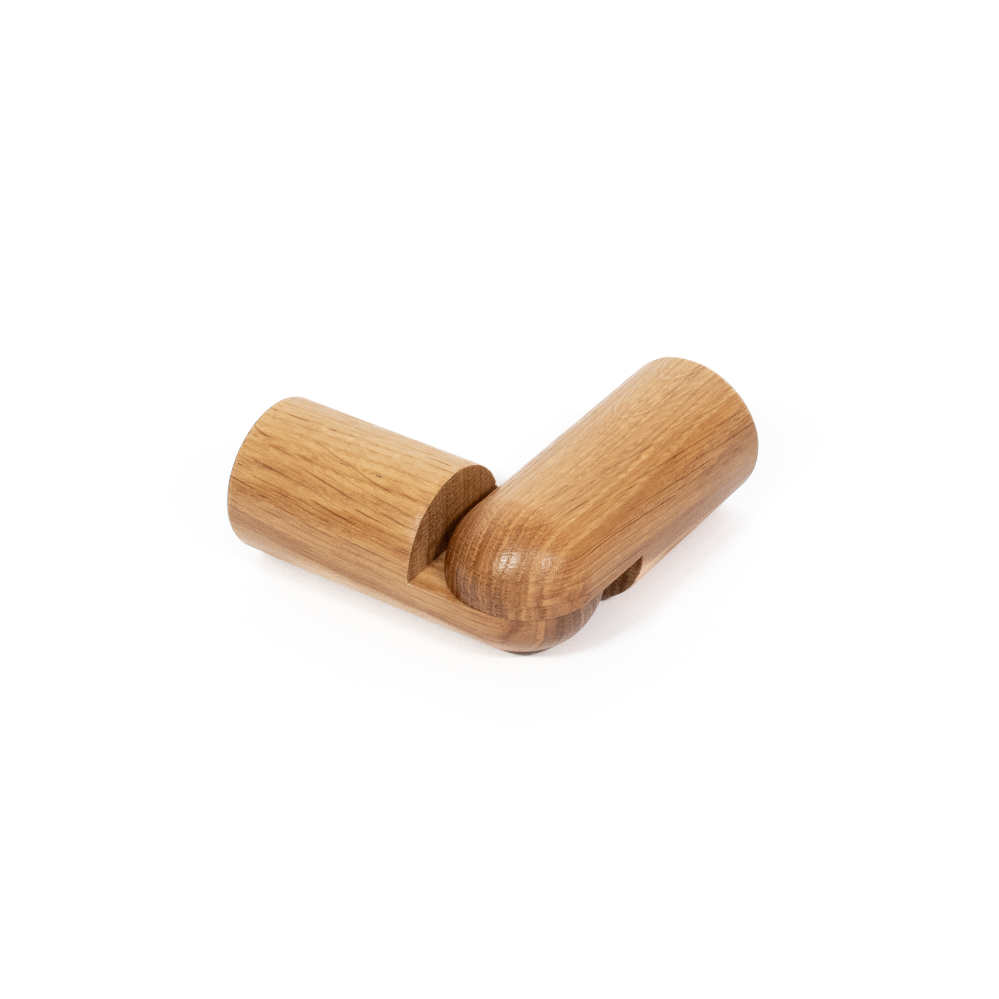 Ángulo flexible de roble redondo con articulación, dos piezas de roble en ángulo como pieza de unión para pasamanos de madera