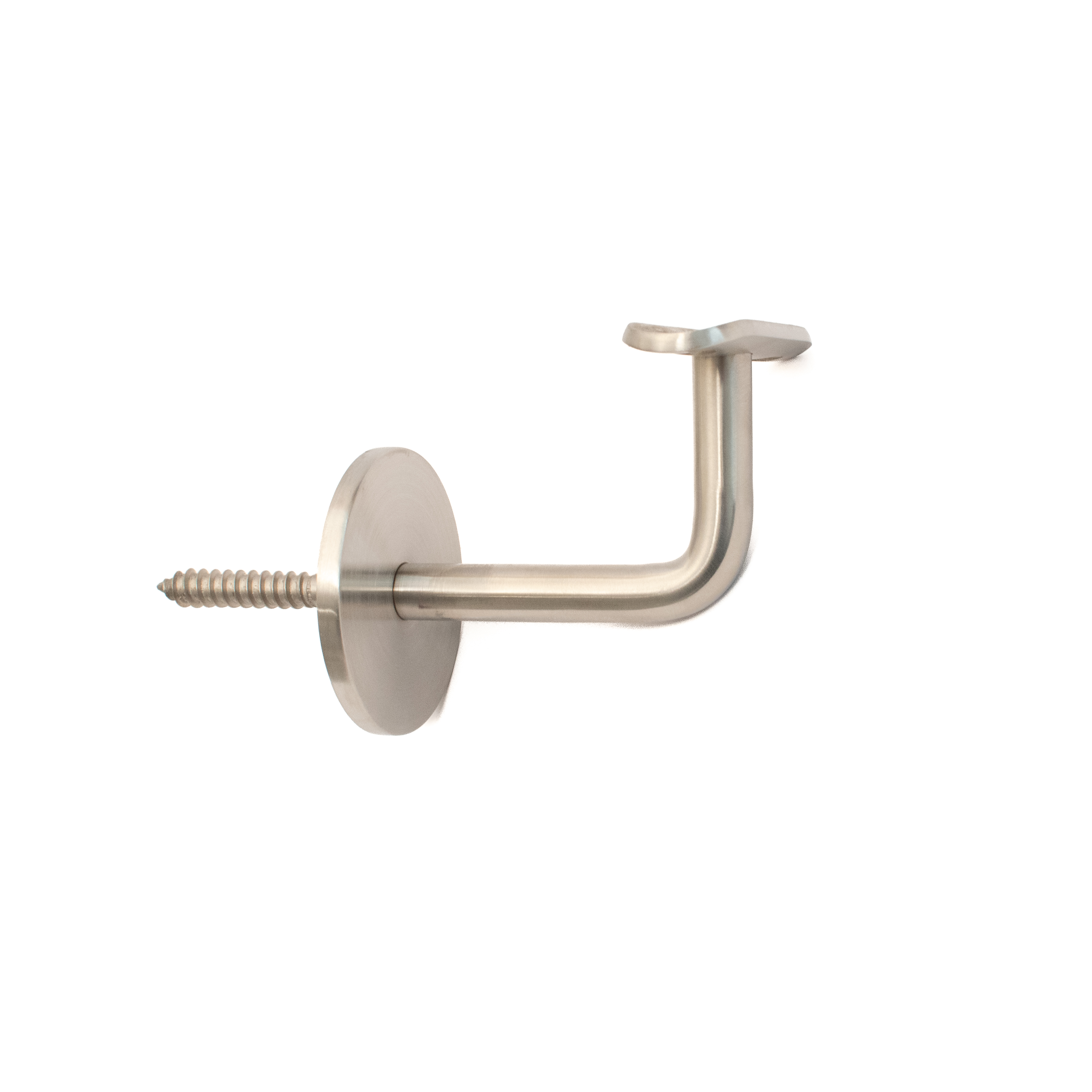 Soporte para pasamanos modelo 02 de acero inoxidable con tornillo de doble rosca y placa curvada, para madera y acero