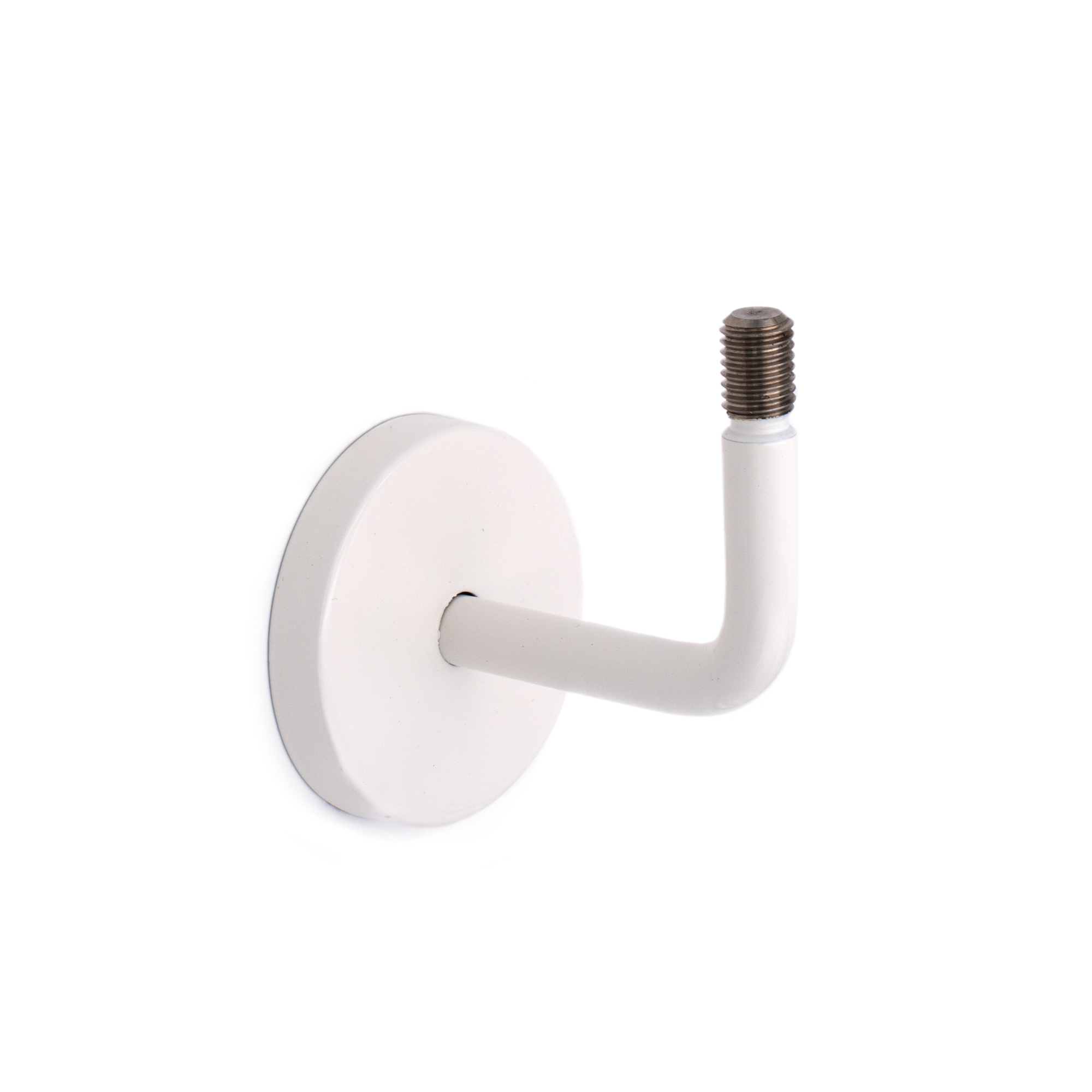 Soporte para pasamanos modelo 01 blanco, soporte de pared curvado con roseta redonda y espárrago roscado hacia arriba