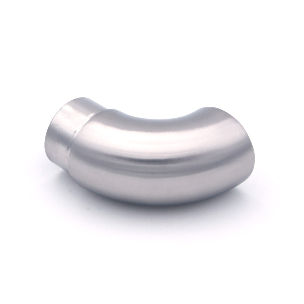 Pieza terminal de 90° con extremo recto para pasamanos de acero inoxidable de 42,4 mm, codo con el extremo cortado plano
