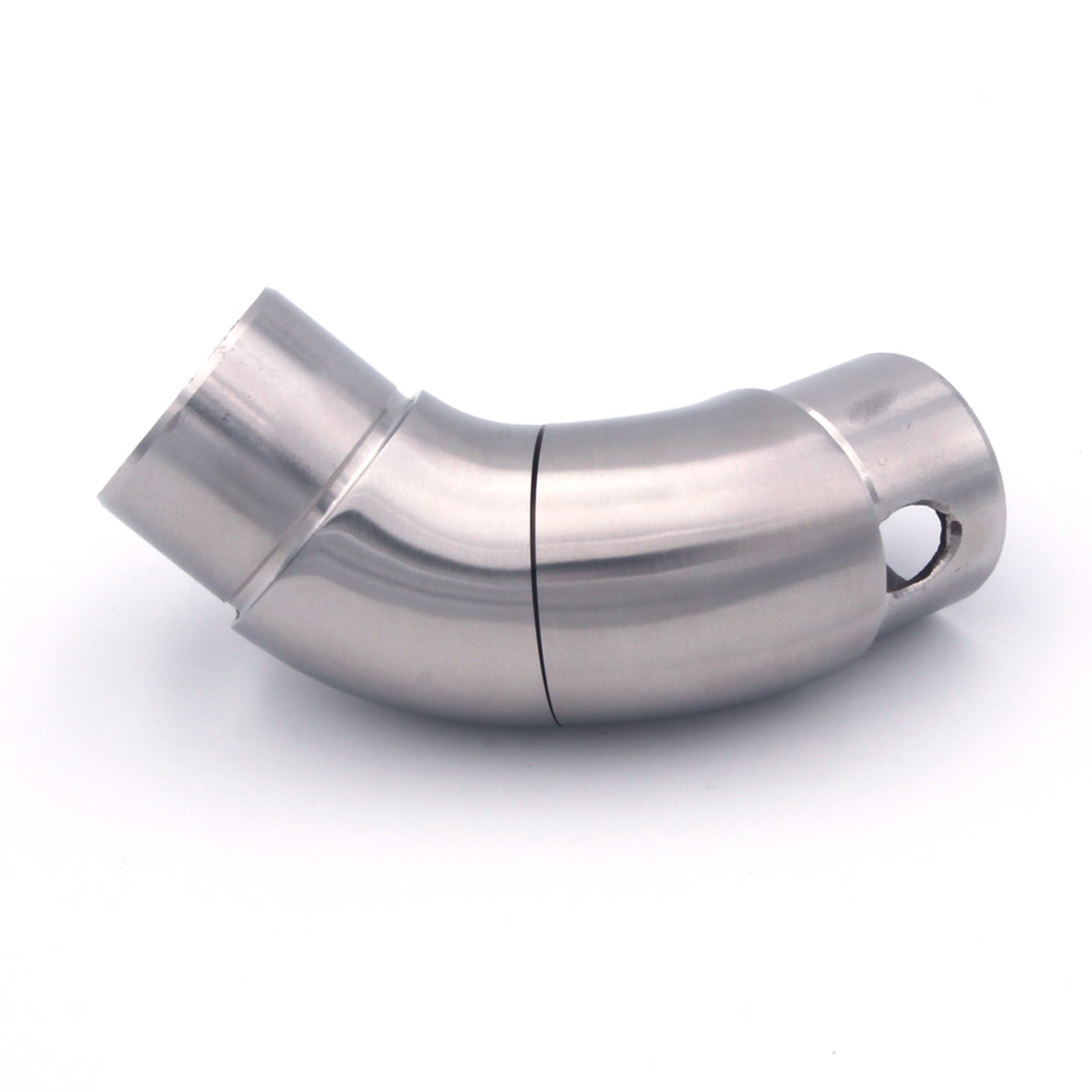 Codo flexible de acero inoxidable para pasamanos de acero inoxidable de 42,4 mm de diámetro, articulado, con agujero oblongo