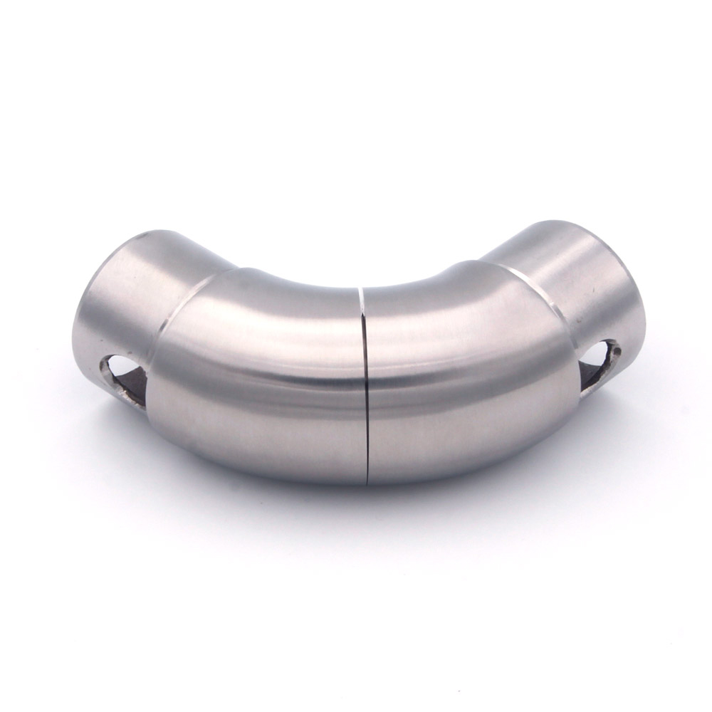Codo flexible para pasamanos de acero inoxidable de 42,4 mm, codo articulado a 90°, extremos de encaje con agujero oblongo