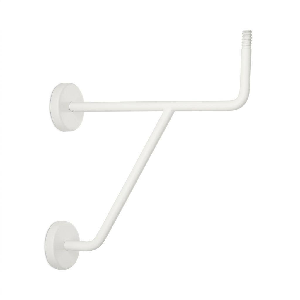 Soporte para pasamanos modelo 11 blanco, soporte para barra de ballet con dos rosetas, puntal oblicuo y espiga roscada