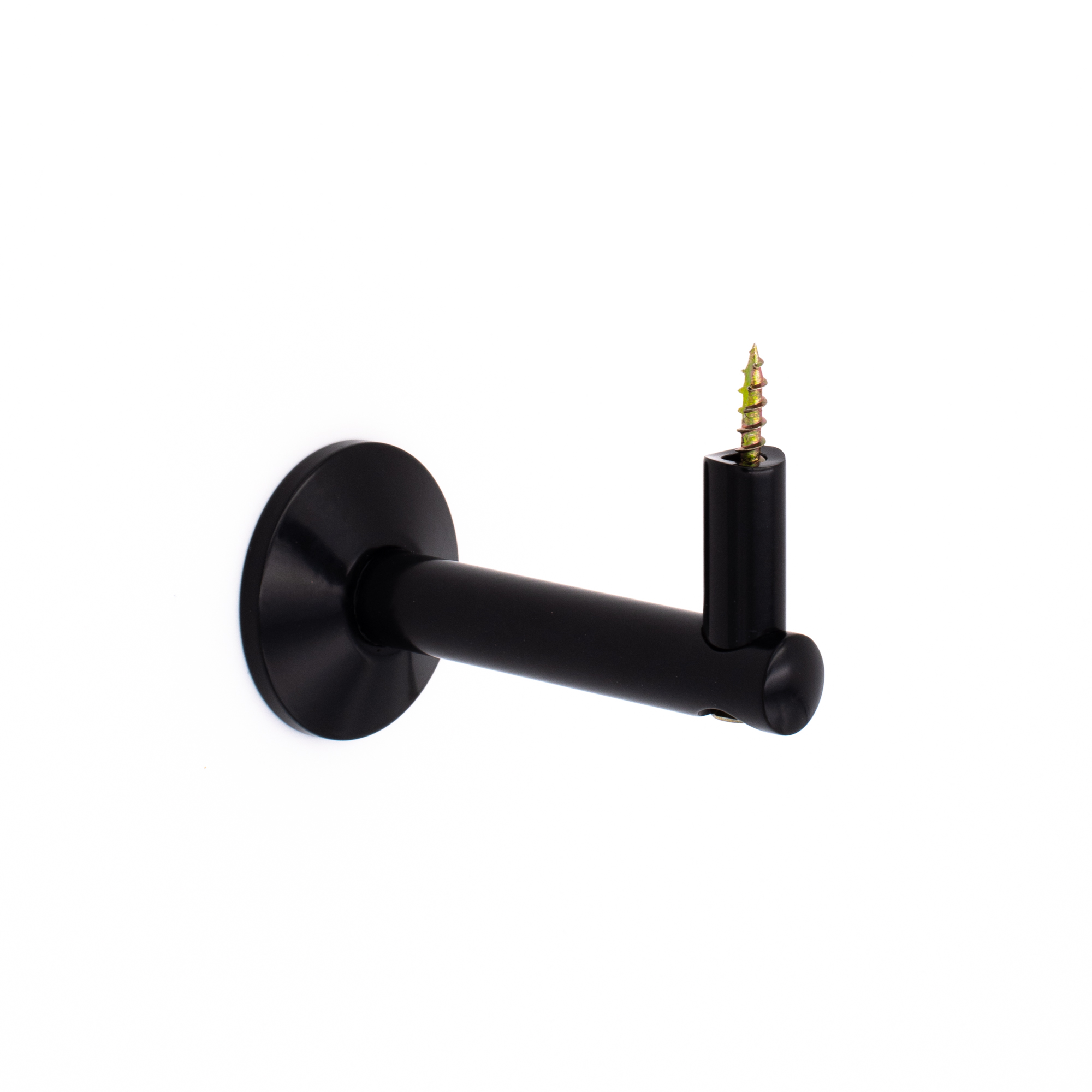 Soporte para pasamanos modelo 05 negro, soporte de pared recto con roseta redonda y tornillo de doble rosca hacia arriba