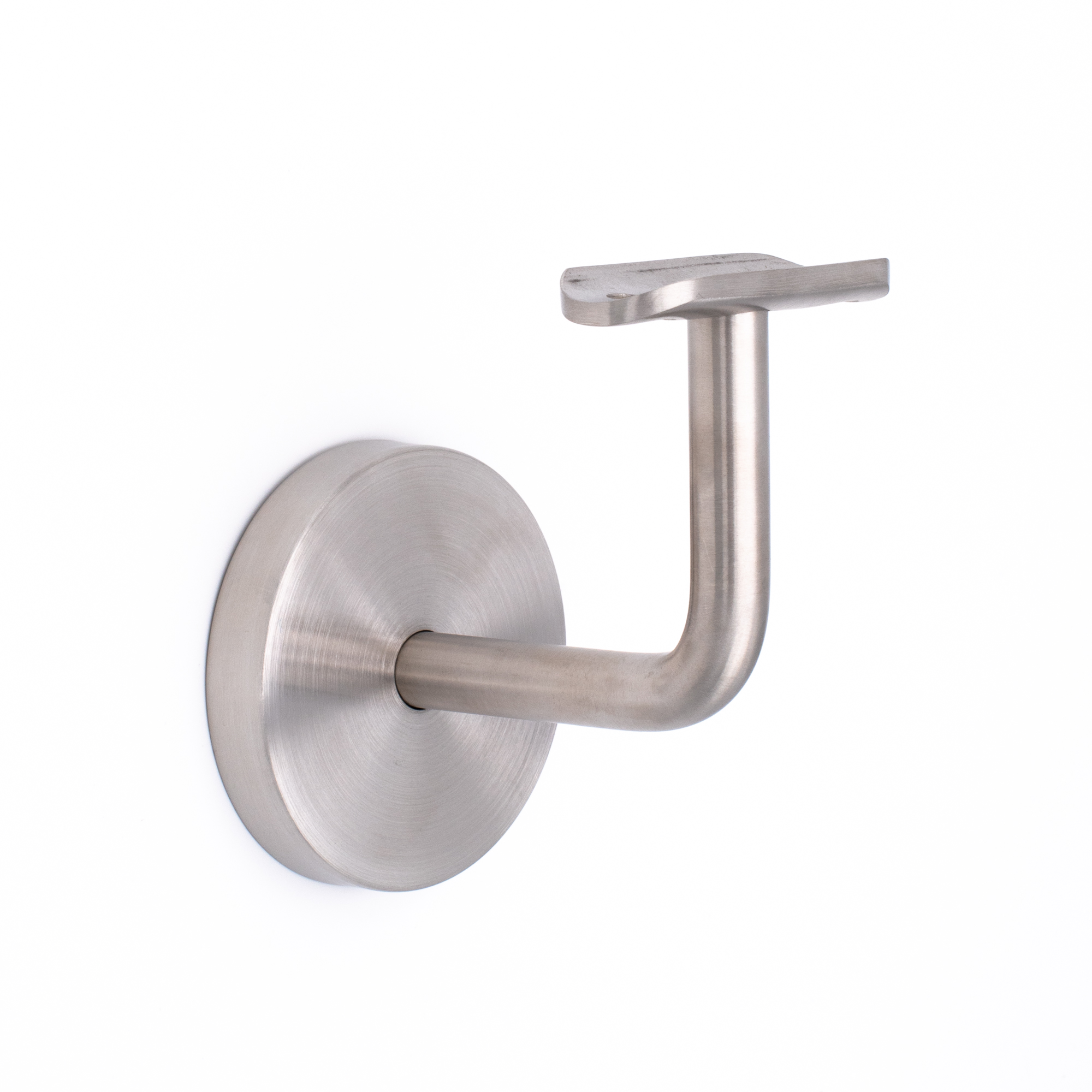 Soporte para pasamanos modelo 02 de acero inoxidable con placa curvada, soporte de pared con roseta y brazo curvado