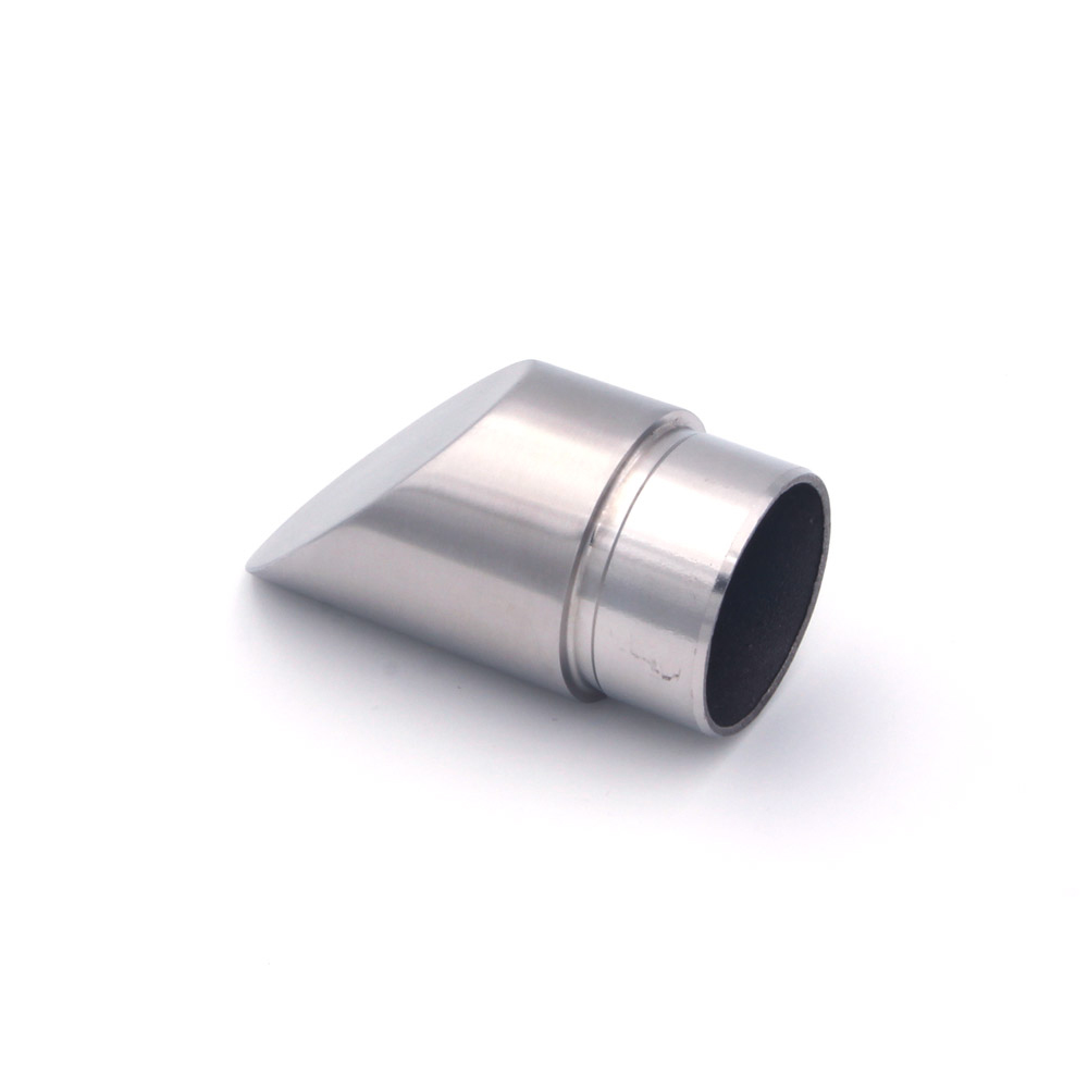 Remate biselado a 45° de acero inoxidable para pasamanos de acero inoxidable de 42,4 mm, con conexión para encolar